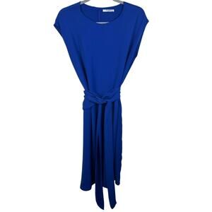 MM Lafleur Sheath Tie Waist Dress Size Small Royal Blue Cap Sleeve EUC